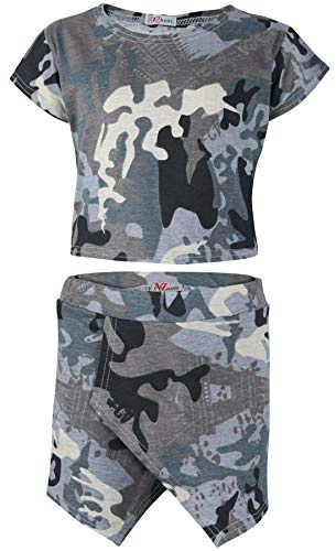 A2Z 4 Kids A2Z Camo Girls Skorts Set Trendy Fashion Crop Top - Skorts Charcoal 11-12