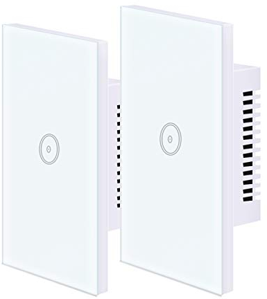 UseeLink Interruttore luce intelligente, interruttore luce WiFi, Interruttore a parete WiFi, interruttore luce touch, compatibile con Alexa/Google, cavo neutro richiesto (1 Gang 2 PCS)