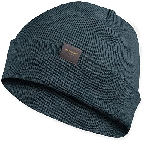MERIWOOL Beanie für Damen und Herren – Merinowolle Mischgewebe Rippstrick Wintermütze, Teal, Einheitsgröße