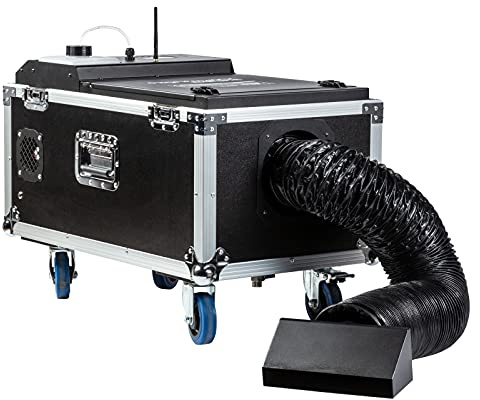 LightmaXX Vector Low Fog Bodennebelmaschine, 1800 Watt, Wasserbasis, DMX-Steuerbar, Fernbedienung, Robustes Flightcase, 2.5L Fluid Behälter - Ideal für Diskotheken, Bühnen, Fernsehproduktionen