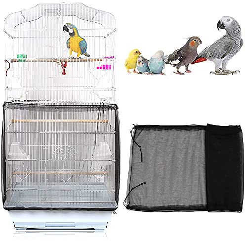 Schutznetz Für Vogelkäfig, Verstellbare Samenfänger, Vogelkäfig Belüftung Staubdicht, Vogelkäfig Rock Mit Verstellbaren Kordelzug Seed Catcher Guard Mesh Cover, Für Runde Quadratische Käfige