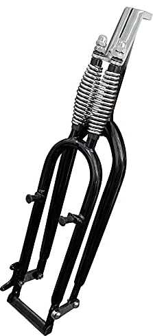 DONSP1986 Forcella Deluxe a doppia molla da 26 cm, filettatura 2,5 cm, freno a disco, forcella per bicicletta (nero)