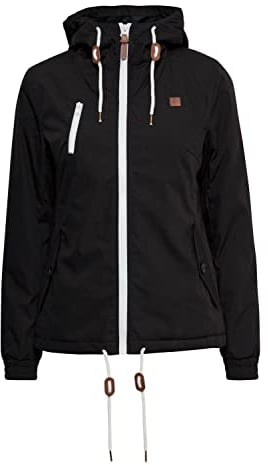 OXMO OXTilda Damen Jacke Übergangsjacke mit Kapuze Kordelzügen Eingrifftaschen Regular fit, Größe:XL, Farbe:BLACK (799000)
