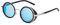 Ultra Lunettes de Soleil Steampunk Premium Rétro Femmes Hommes Round Rave Gothique Vintage Rivet Style Victorien Cyber Soudage Cosplay UV400 Métal Unisexe Cercle (Agent avec Verres Bleus)