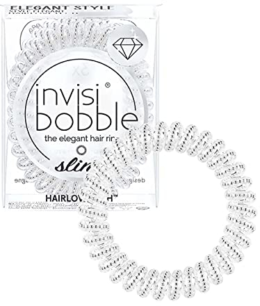 invisibobble Slim Haargummi Chrome I 3x Dünne Haargummis Silber Metallic für Mädchen & Damen I eleganter Look & starker Halt I designed im Herzen Münchens
