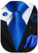 Hi-Tie Seidenkrawatte und Einstecktuch, Manschettenknöpfe, Reversnadel-Set, Jacquard, Hochzeit, Business, Krawatte für formelle Anlässe, königsblau, M