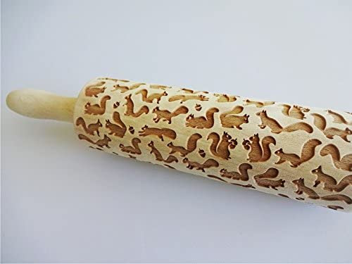 SCOIATTOLO Mattarello Legno Goffrato | Mattarello Inciso | Rullo per Biscotti e per Modellare | Mattarello Decorativo per Biscotti di Algis Crafts