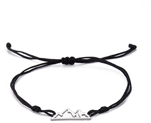 UNIFT Mountain Range Double Rope Armband für Frauen Männer Edelstahl Mode Hollow Out Style Mountain Range Double Layer Handmade Armband Naturliebhaber Schmuck Geschenk (silber)