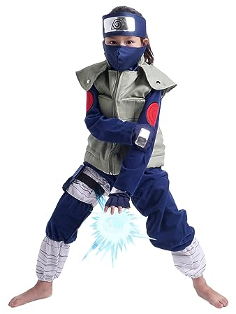 CoolChange Kakashi Hatake Kinder Kostüm | Inkl. Stirnband, Weste, Handschuhe, Taschen & Maske | Größe: 152