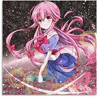 Anime-Poster The Future, Mirai Nikki Gasai Yuno, dekoratives Gemälde, Leinwand, Wandposter und Kunstdruck, moderne Familienschlafzimmer-Dekoration, Poster, 40 x 40 cm