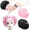 YMJD 2 Pezzi Cuffia Seta Cuffie per Dormire Cuffia Seta Capelli Ricci, Cuffia da Notte Cappello da Notte per Donna Berretto da Notte Raso per Donna (Nero+Rosa)