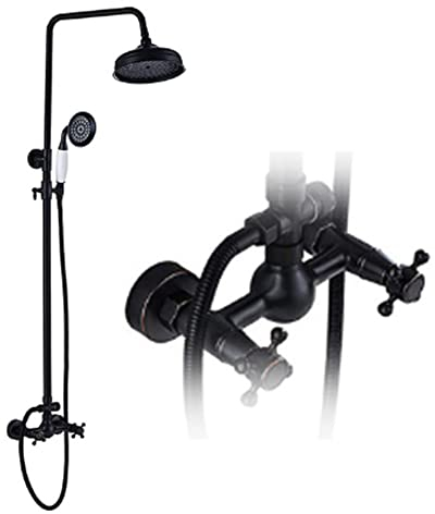 Dusch Armatur Vintage Duschset Regendusche Duschsystem Antik Dusch-Set Nostalgie Regendusche Duschsystem Duschset Duschgarnitur SchwarzC