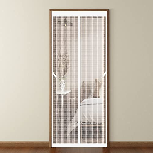 Cortina Mosquitera Puerta Magnetica 100 x 230 cm Malla Anti Insectos Mantiene el Aire Fresco Cortina Mosquitera Para Puertas de Madera/Hierro/Metálicas, Blanco