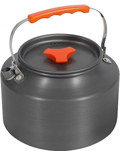 REDCAMP 2L Outdoor Camping Kettle, Aluminum, Gray, Durable Hard Anodized Aluminum Construction, Anti-Scalding Handle