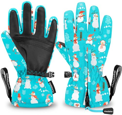 Andake Kinderhandschuhe,Winddichte,wasserdichte,Warme Winterhandschuhe,Skifahren,Outdoor-Sport,Reithandschuhe,Jungen und Mädchen(Schneemann, 2-4 Jahr)