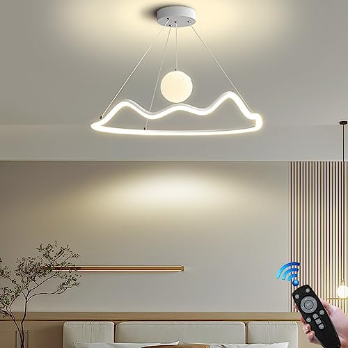 Kronleuchter LED Schlafzimmer Pendelleuchte mit Fernbedienung minimalistische moderne Licht Mond Design Modell Hängelampe Wohnzimmer Esszimmer Büro Kinderzimmer dekoratives Licht ( Color : White , Siz