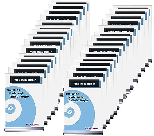 TUKA [30x] A3 Présentoirs de Table, Double Face, avec Base Plate, Portrait A3 Porte Menu Transparent Acrylique, Porte-Brochures Support de Présentation Réception Foires, TKD8205-A3-30x