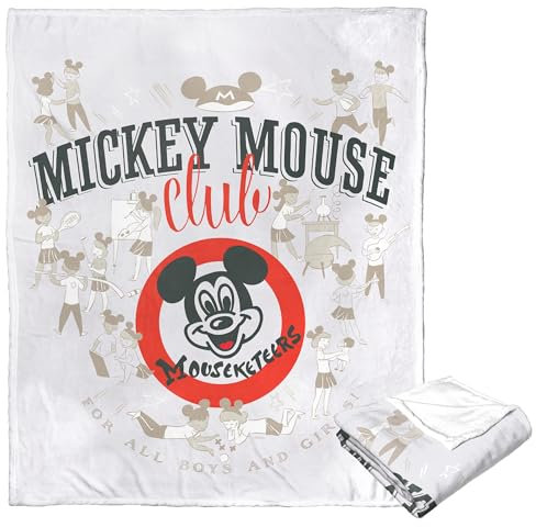 NORTHWEST Disney 100 Silk Touch Überwurfdecke, 127 x 152,4 cm, Mickey Mouse Club Vintage