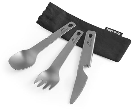 Naturehike Vajilla de titanio puro equipo de picnic cuchillo tenedor cuchara abrebotellas vajilla de viaje al aire libre solo 40 g