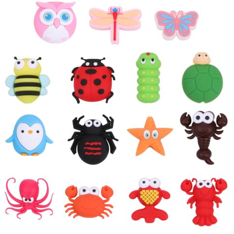 jojofuny 15 StüCk Kabelschutz Tiere, Silikon Ladekabel Schutz, Cartoon Insekten Design, Flexibler Kabelknickschutz FüR Usb Kabel, Ideal FüR Zuhause, BüRo Und Reisen