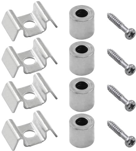 Hordion 4 Sets Guitar String Trees String Retainer, Silver Guitar String Guide with Screws for Fender Strat Tele Guitar Bass Parts Replacement