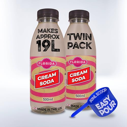 Florida Syrups Flavours Compatible with Sodastream Machines - Soda Drink Flavourings 500 ml (Pack of 2) (500 ml (Pack of 2), Cream Soda)