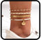 Handcess Boho Fußkettchen Mehrlagig Goldene Muschel Knöchelarmbänder Kristall Fußkettchen Fußschmuck für Frauen und Mädchen