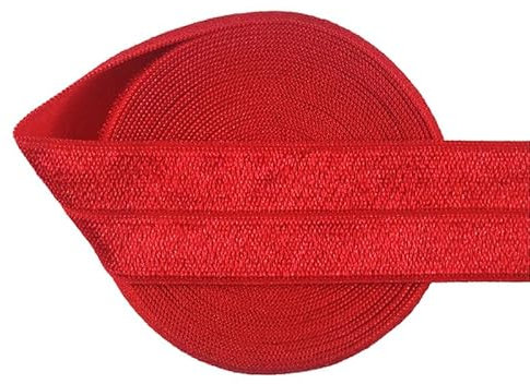 Generic Nine Looms Satin Elastic Band 1 Inch 25mm 5 Yards High Elasticity Red Shiny Spandex Ribbon for Hair Tie Headband Dress DIY Sewing Trim (5Y Red)
