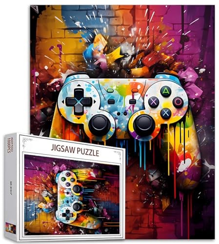Gaming Themed Jigsaw Puzzles for Adults 1000 Pieces Video Game Watercolor Jigsaw Puzzle Art 27 x 20 Inches Colorful DIY Puzzles for Home Decoration Family Puzzle Perfect for Game Nights