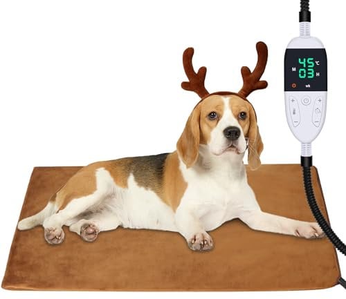 Haustier Heizkissen für Katzen und Hunde - Elektrische Heizdecke Mit 12 Timer, 30-60℃ Einstellbare Temperatur, Heizmatte Wärmedecke - 70*45cm