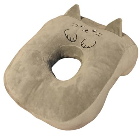 CavspkArt Büro-Nickerchenkissen, Memory-Baumwolle, niedliches Kissen mit Ohrloch, weiches Nickerchenkissen, Ohrkissen für Seitenschläfer für Damen, Mädchen, Kinder (graues Kätzchen)