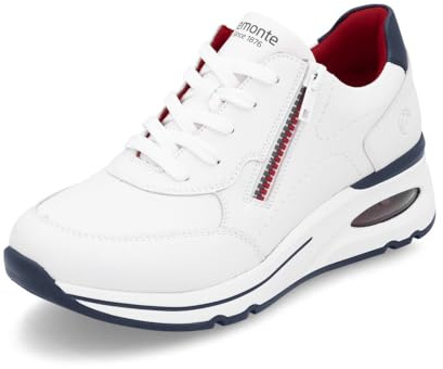 Remonte Damen Low-Top Sneaker D2H00, Frauen Halbschuhe,lose Einlage,Laufschuhe,schnürschuhe,schnürer,Plateausohle,Sportschuhe,Weiss Kombi (80),38 EU