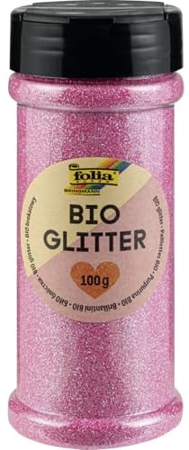 folia 578123 - Bio Glitter, 100 g, organischer Glitzer in Irisierendem Pink, zum Verzieren und Dekorieren