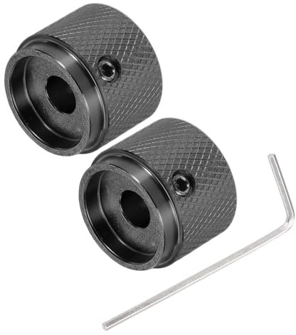 sourcing map 2PCS Guitar Knobs Metal, Volume Tone Control Dome Knobs 6 x 20 x 15.5 mm Potentiometer Knobs with Wrench for Electric Guitar Bass, Black