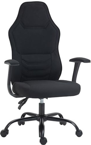 HOMCOM Chaise Gaming, Fauteuil de Bureau, Fauteuil Gamer Ergonomique avec Hauteur Assise réglable, Dossier inclinable, en Tissu Respirant, Noir