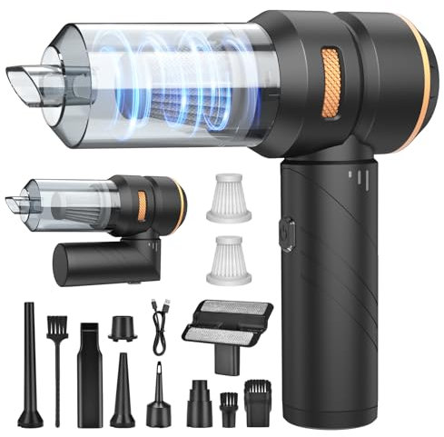 Fwiull Aspirapolvere per auto, 18000PA Aspirapolvere Portatile, 200000 U/min & Regolazione a 3 Velocità Aspirapolvere Portatile Senza Fili, Aspirapolvere per Auto pieghevole per Ufficio, Auto, Cucina