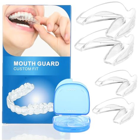 Protezione notturna contro il bruxismo, 4 pezzi di paradenti, 2 misure di placche di morso, protezione notturna automodellante per i denti, prevenzione del bruxismo, bite bruxismo notturno