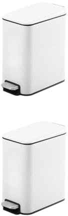 Healifty 2pièces Poubelle à Pédale Inoxydable Seau à Ordures Compact Pour Cuisine Salle De Bain Et Bureau Avec Couvercle Et Design Moderne