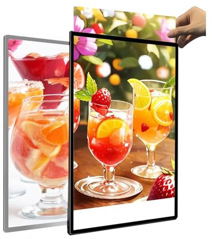 Caisson lumineux LED ultra-fin, cadre d'affichage publicitaire mural, cadre d'affichage publicitaire enfichable, panneaux d'affichage et enseignes, porte-affiche lumineux for restaurants, bars et bout