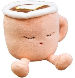 Xshelley 20 cm Latte Plüsch Spielzeug Kissen, Kaffeetasse Plüsch Puppe, Kaffeeessen gefüllt Plüsch Spielzeug, Heimdekor Geburtstag für Kinder Geschenk (Rosa)