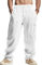 PADOLA Pantalon Lin Homme avec 4 Poches Taille Elastique Décontracté Pantalons de Travail Léger été Cargo de Plage Fluide Pantalon Yoga Cordon de Serrage Uni Baggy Grande Taille (0 Blanc, XXL)