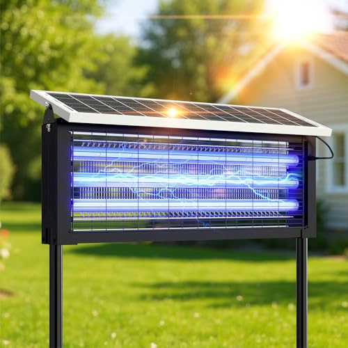 Solar Bug Zapper Outdoor, 18W Leistungsstarker Mückenzapper, 3500V Elektrischer Mückenvernichter, Wasserdichter & Tragbarer Fliegenvernichter, Wiederaufladbare Fliegende Insektenfalle für Terrasse