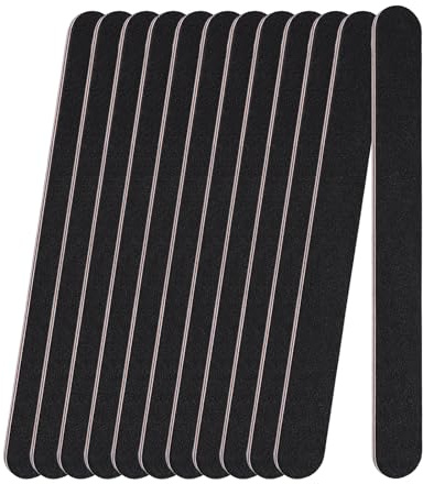 12er Pack Nagelfeilen, Professionelle 100/180 Schleifbrett Nagelfeilen, Schwarze Doppelseitige Nagelfeile, Stabil und Geeignet für alle Nägel, Ideal für Heim- und Salonverwendung