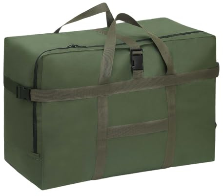 Große Reisetasche, Faltbare Reisetasche mit Handschlaufe, wasserdichte Tragetasche, für Fluggesellschaften Reisen Camping Umzug und Schule, für Herren Damen, 60 * 30 * 42cm, Grün