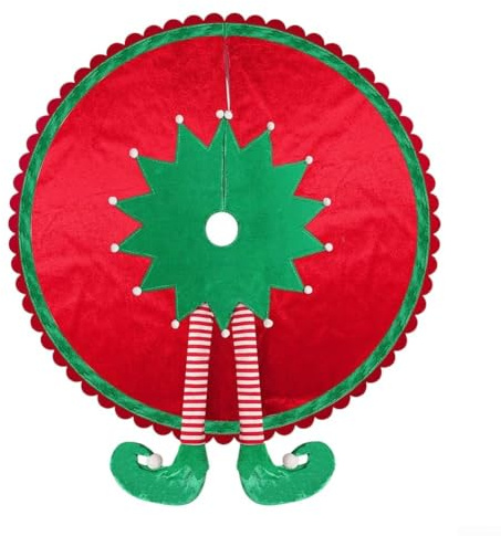 Baumrock mit Elfen-Design, gestreifte Beine und Ornament-Abdeckung für Weihnachtsbaumständer und festlichen Gebrauch (92 cm)