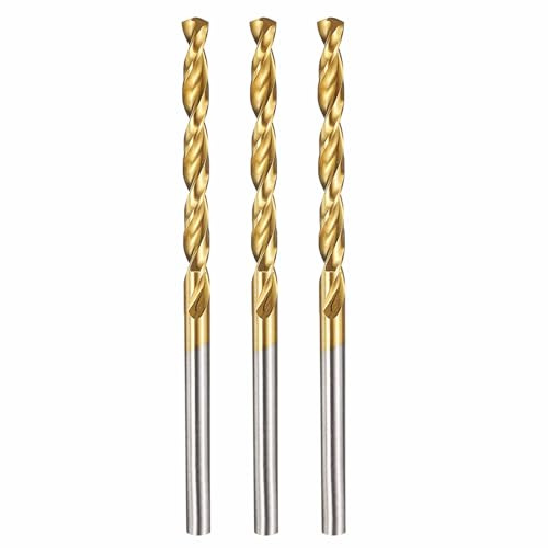 Kozelo 3pcs Drill Bit 3.5mm Diameter M42 8% Cobalt HSS for Hard Metal | Cutting Tool for Machining Hard Metal Stainless Steel Woodworking Handicraft Use, 135° Cutting Angle TiN