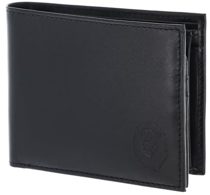 Oxmox Leder Geldbörse Leather RFID Protect Querscheinbörse Freedom Lion Embossed Black schwarz