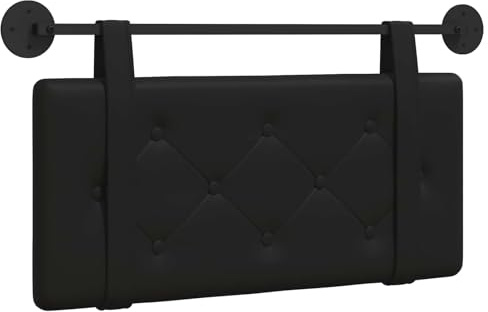 vidaXL Hängendes Kopfteil Schwarz Kunstleder, Elegantes modernes Kopfteil, rechteckiges Design, Wandmontage, gepolsterte Rückenlehne, minimalistisches Schlafzimmerdekor