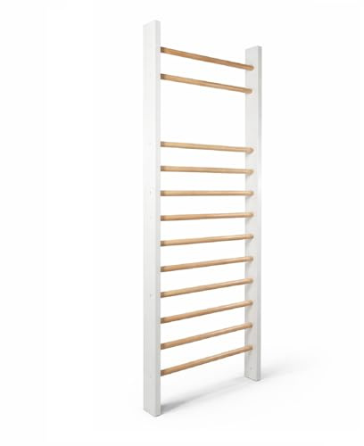 QLS Holz-Gymnastikleiter 195x80 cm – Wand-Gymnastikleiter aus Buche & Kiefer, belastbar bis 200 kg, für Fitness & Rehabilitation, Wandmontage