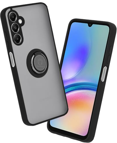 Techsuit für Samsung Galaxy A05s Hülle mit Ringhalter, Magnetring Kompatibel, 360 Grad Drehung, Stoßfest, Aufprallschutz, Erhöhte Kanten, Kameraschutz, Glinth Series, TPU, Schwarz